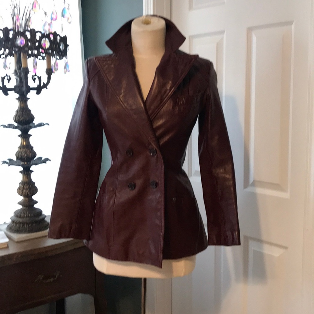 1980 something Burgundy Leather Jacket